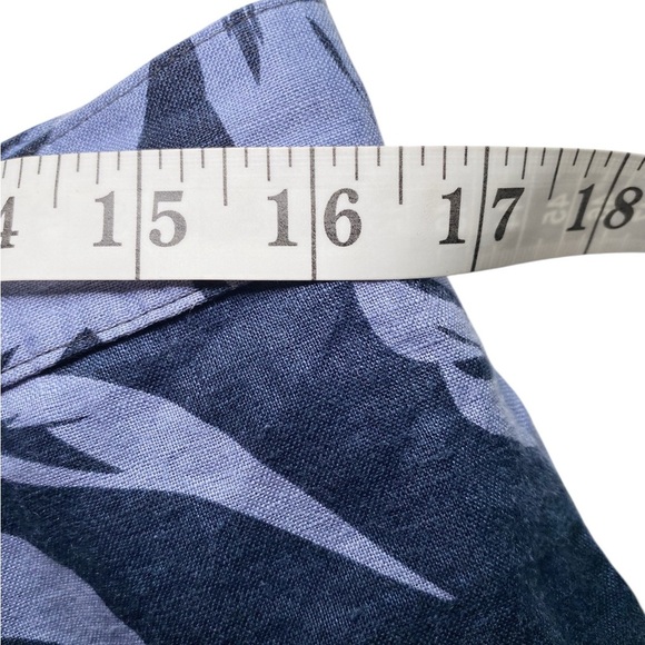 Brooks Brothers Dark Blue Leaf Pattern A-Line Button Down Linen Skirt - Picture 9 of 13